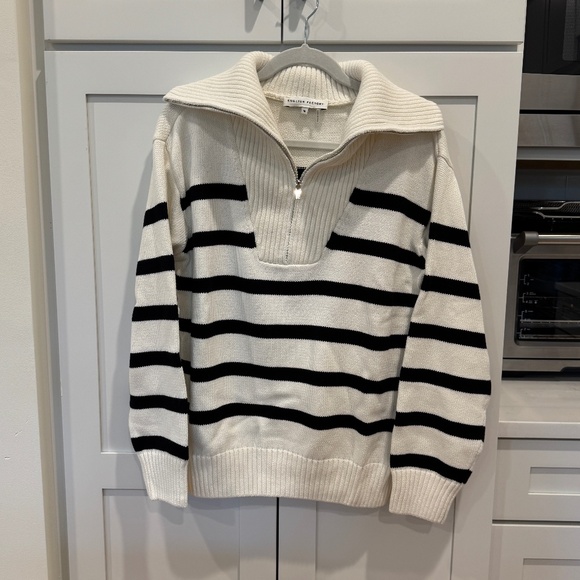 English Factory Striped Knit Zip Pullover - Picture 1 of 7